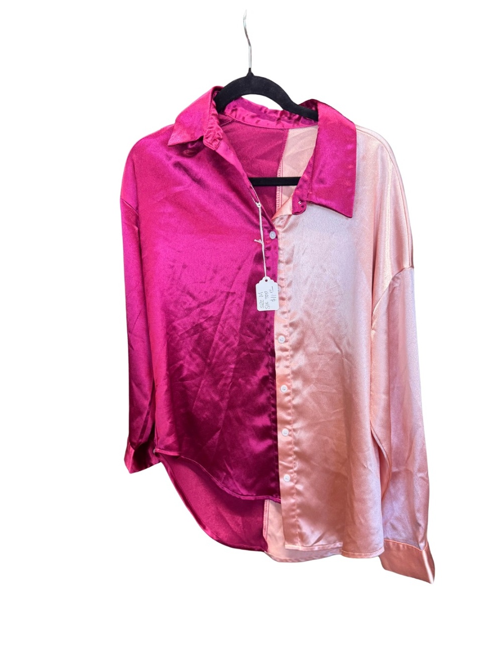 Vintage Silky Two-Tone Pink Button-Up Shirt size medium